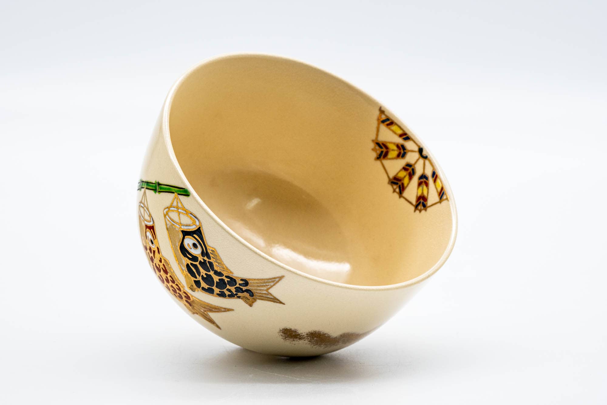 Japanese Matcha Bowl - Hand-painted Fish Kyo-yaki Chawan - 300ml