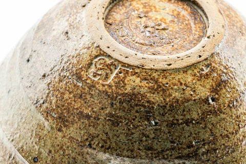 Japanese Matcha Bowl - Beige Black Inner-Glazed Spiraling Chawan - 450ml