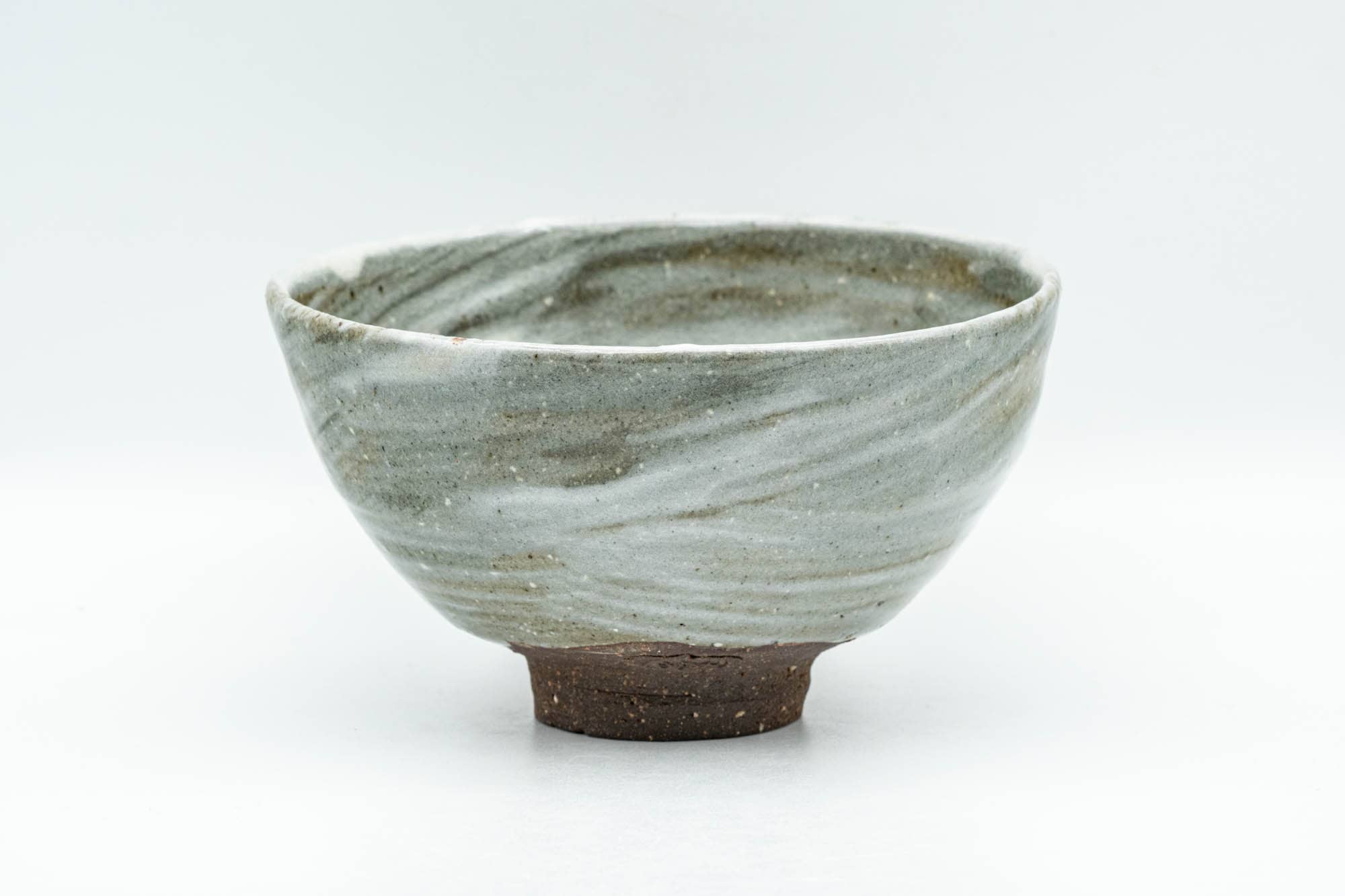 Japanese Matcha Bowl - Grey Hakeme Brush Glazed Ido-gata Chawan - 300ml - Tezumi