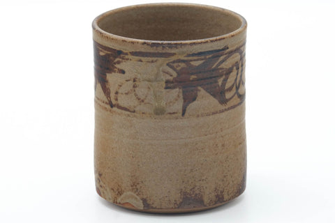 Japanese Teacup - Abstract Beige Brown Rustic Yunomi - 180ml