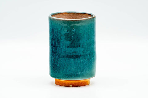 Japanese Teacup - Deep Sea Green Tsutsu-gata Yunomi - 95ml - front view, cylindrical