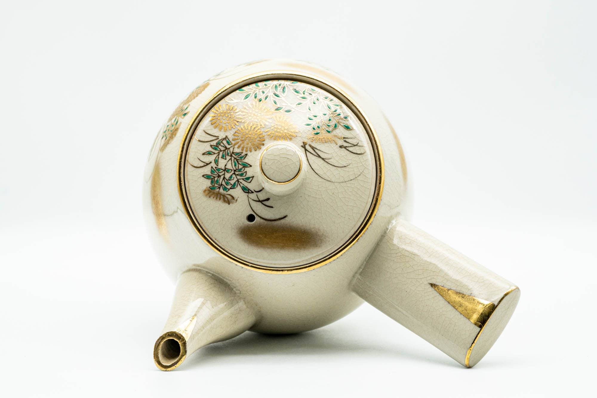 Japanese Kyusu - Large Gold Floral Kutani-yaki Debeso Teapot - 600ml
