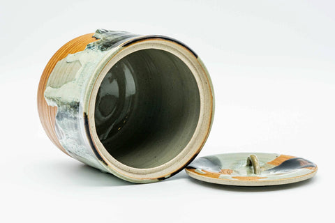 Japanese Mizusashi - Green Hare's Fur Drip-Glazed Fresh Water Container - 1200ml