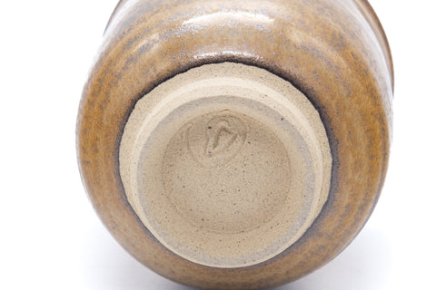 Japanese Teacups - Pair of Yellow Red Glazed Meoto Yunomi