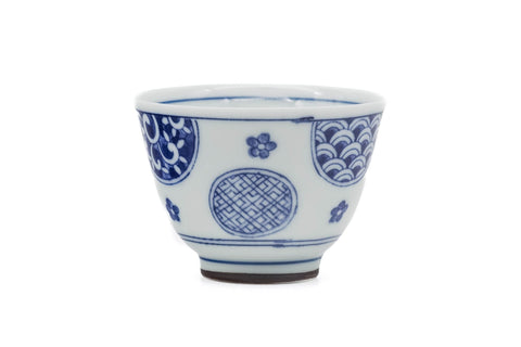 Blue Circular Crests Porcelain Teacup - 70ml