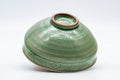 Tezumi — Japanese Matcha Bowl - Green Celadon Tenmoku Chawan - 200ml — tipped to show the interior