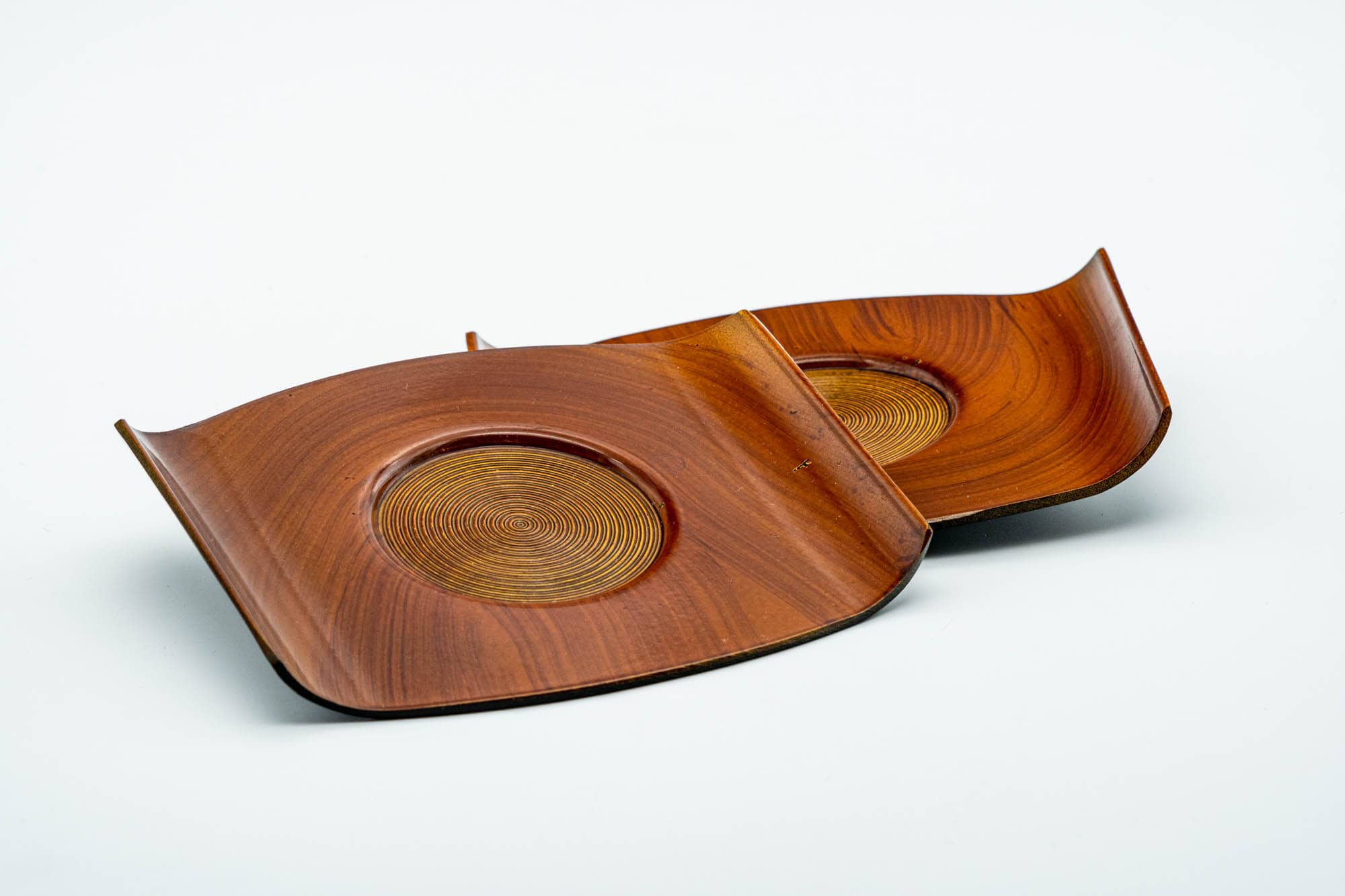 Japanese Chataku - Pair of Orange Curled Plastic Tea Coasters