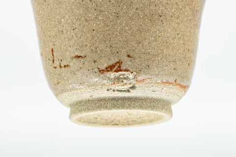 Japanese Teacups - Set of 5 Beige Green Glazed Guinomi - 40ml - closeup of the underside and foot