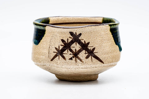 Japanese Matcha Bowl - 野田東山 Noda Higashiyama - 長曽窯 Nagaso Kiln - Ao-Oribe Chawan - 300ml