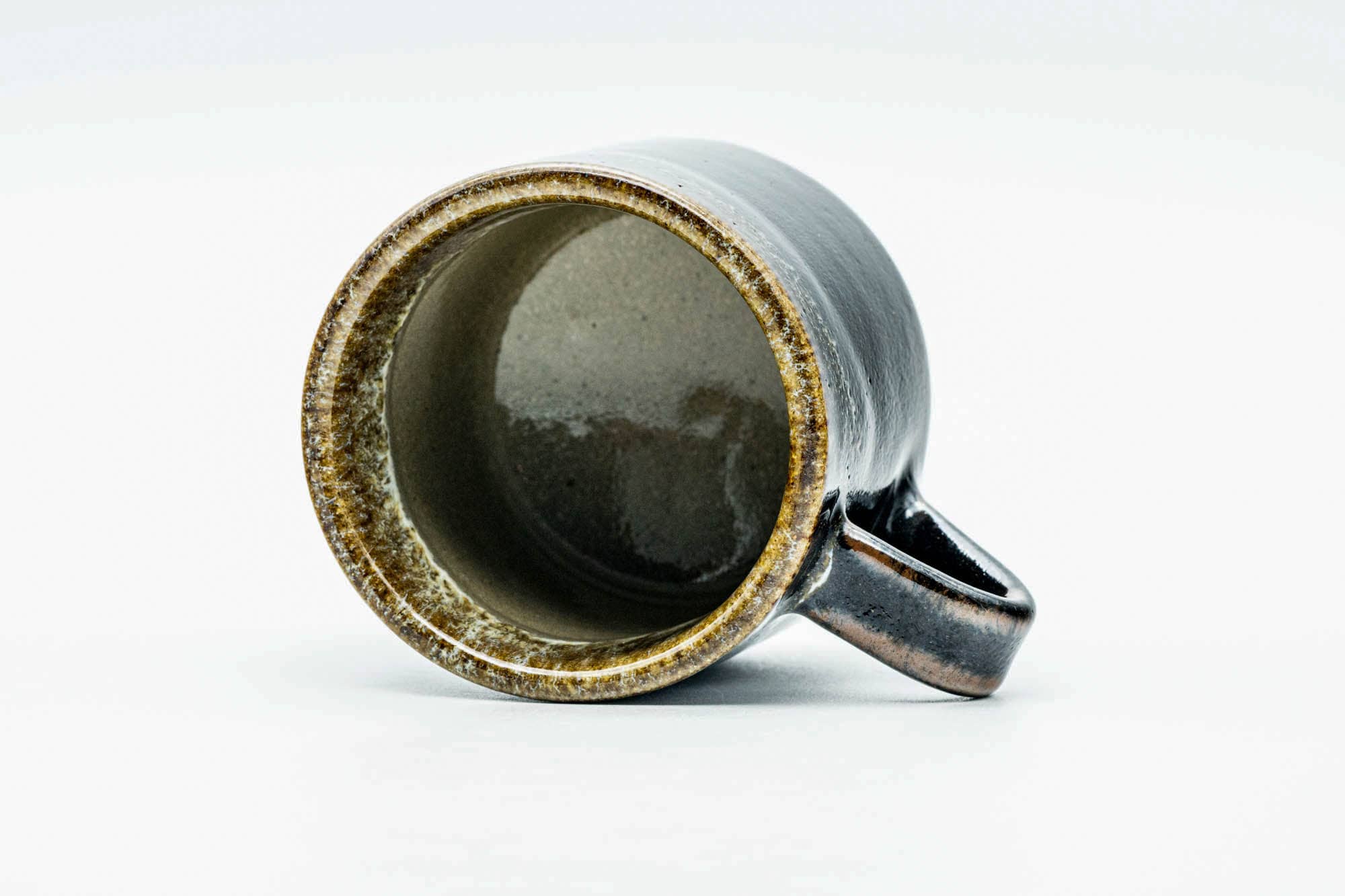 Japanese Teacup - Jet Black Blue Hare's Fur Drip-Glazed Ushirode Yunomi - 140ml