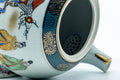 Tezumi — Japanese Tea Set - Villager Decorated Kutani-yaki Kyusu Teapot with 3 Lidded Yunomi Teacups — the teapot and cups arranged together