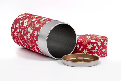 Red Momiji Washi Tea Canister - 200g
