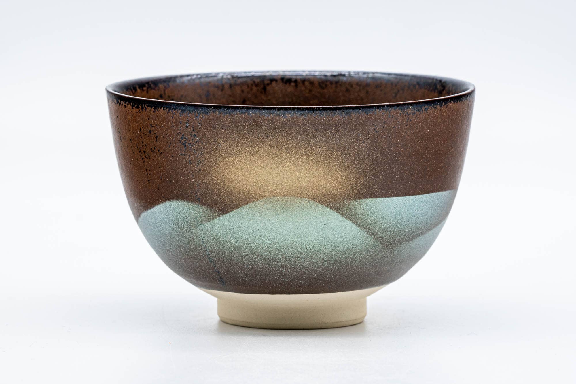 Japanese Matcha Bowl - Gold Blue Mountainous Kutani-yaki Chawan - 300ml