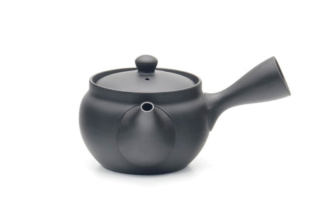 Japanese Kyusu - Black Kokudei Tokoname-yaki Mesh Teapot - 240ml