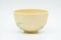 Japanese Matcha Bowl - Akatsuki Kiln - Beige Floral Kyo-yaki Chawan in Wooden Box - 300ml - front view of the plain beige interior