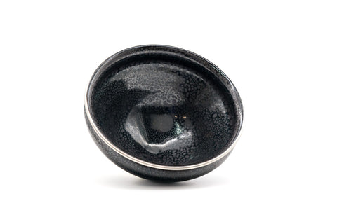 Kyo-yaki Yuteki Tenmoku Chawan with Fukurin