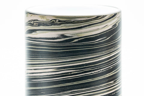 Japanese Teacup - Black Marble Nerikomi White Inner-Glazed Tokoname-yaki Yunomi - 140ml