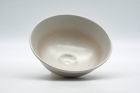 Japanese Matcha Bowl - Beige Pink Spiraling Kyo-yaki Summer Chawan - 150ml