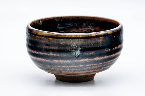 Japanese Matcha Bowl - Black Brown Spiraling Hare's Fur Glazed Chawan - 200ml