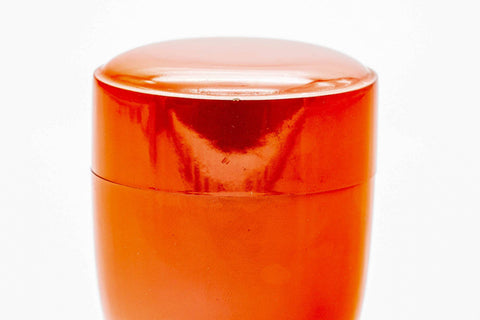 Japanese Natsume - Sleek Orange Black Urushi Lacquer Matcha Tea Caddy - 110ml