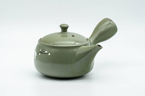 Japanese Kyusu - Plum Blossoms Green Ryokudei Tokoname-yaki Teapot - 250ml - Tezumi