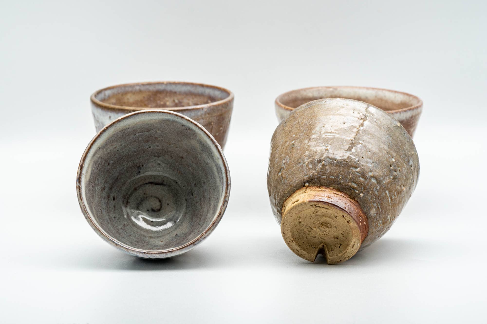 Japanese Teacups - Set of 4 Beige Drip-Glazed Hagi-yaki Yunomi- 120ml