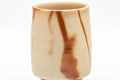 Tezumi — Japanese Teacup - Beige Hidasuki Bizen-yaki Yunomi - 180ml — tipped to show the interior