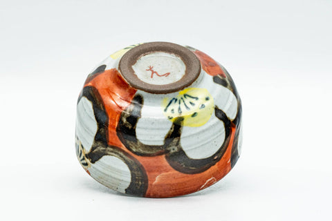 Japanese Teacup - Floral White Red Glazed Guinomi - 55ml