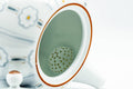 Overhead view into the Arita teapot showing the perforated ceramic debeso filter