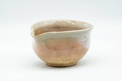 Tezumi — Japanese Katakuchi - Beige Pink Hagi-yaki Water Cooler - 130ml — top-down view of the interior