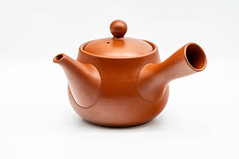 Japanese Tea Set - Camellia Engraved Tokoname-yaki Kyusu Teapot with 2 Yunomi Teacups