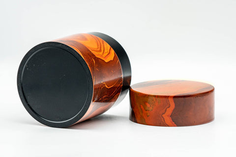 Japanese Chazutsu - Marbled Red Lacquer Tea Canister - 200ml