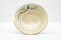 Japanese Matcha Bowl - Beige Gold Pond Leaves Kyo-yaki Summer Chawan - Juraku - 200ml - top-down view of the interior with gold-and-teal leaves-on-water motif