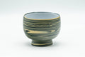 Japanese Teacup - Green, Yellow, and White Nerikomi Tokoname-yaki Yunomi - 100ml - front view showing the marbled banding
