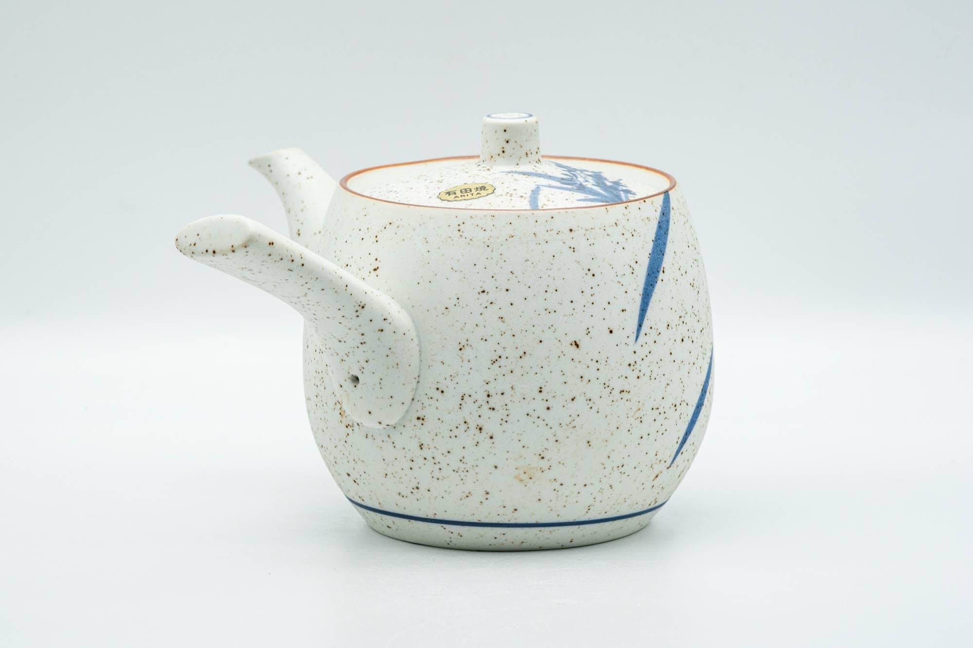 Japanese Tea Set - Blue Floral White Matte Glazed Arita-yaki Debeso Kyusu Teapot and 5 Yunomi Teacups - Tezumi