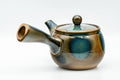 Japanese Kyusu - Blue Brown Glazed Mesh Filter Side-handled Teapot - 300ml - Tezumi