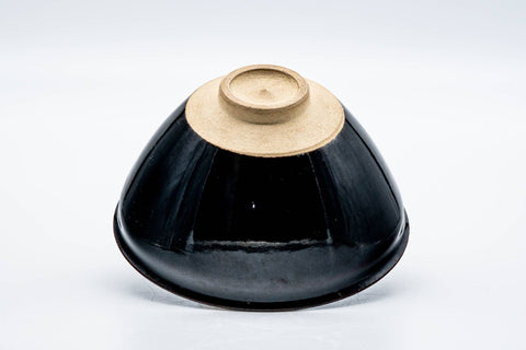 Tezumi — Japanese Matcha Bowl - Jet Black Glazed Tenmoku-gata Kyo-yaki Chawan - 150ml — front view from another angle