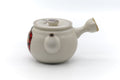 Tezumi — Japanese Tea Set - Daruma Kyusu Teapot with 4 Yunomi Teacups — the teapot side view with the handle