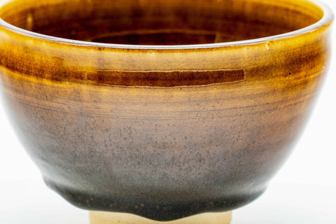 Japanese Matcha Bowl - Brown Yellow Drip-Glazed Tenmoku-gata Chawan - 300ml