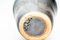 Japanese Teacup - Abstract Metallic Black Glazed Yunomi - close-up of the base