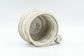 Tezumi — Japanese Teacup - Carved Exterior White Glazed Rear-Handled Ushirode Yunomi - 110ml — three-quarter view