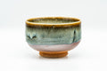 Japanese Matcha Bowl - Green Hare's Fur Drip-Glazed Hantsutsu-gata Chawan - 400ml - side view of the bowl