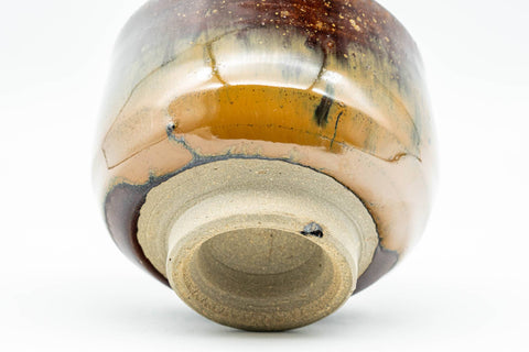 Tezumi — Japanese Teacups - Pair of Brown Drip-Glazed Yunomi - 100ml — inverted showing the foot ring