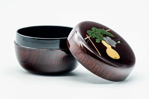 Japanese Natsume - Hira-natsume Flat Gourd Clear Lacquered Woodgrain Matcha Tea Caddy - 80ml