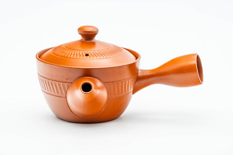 Japanese Kyusu - Engraved Tochiri Tokoname-yaki Mesh Teapot - 175ml