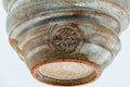 Tezumi — Japanese Teacup - Beige Cream Spotted Spiraling Yunomi - 220ml — inverted showing the foot ring