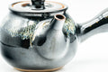 Tezumi — Japanese Kyusu - Jet Black Hare's Fur Drip-Glazed Do-ake Ceramic Filter Teapot - 340ml — closeup of the decoration