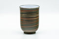 Japanese Teacup - Nerikomi Tokoname-yaki Yunomi - 120ml - front view showing the marbled striped clay