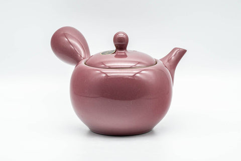 Tezumi — Japanese Kyusu - Magenta Teapot with Fine Mesh Strainer - 325ml — three-quarter view from the opposite side
