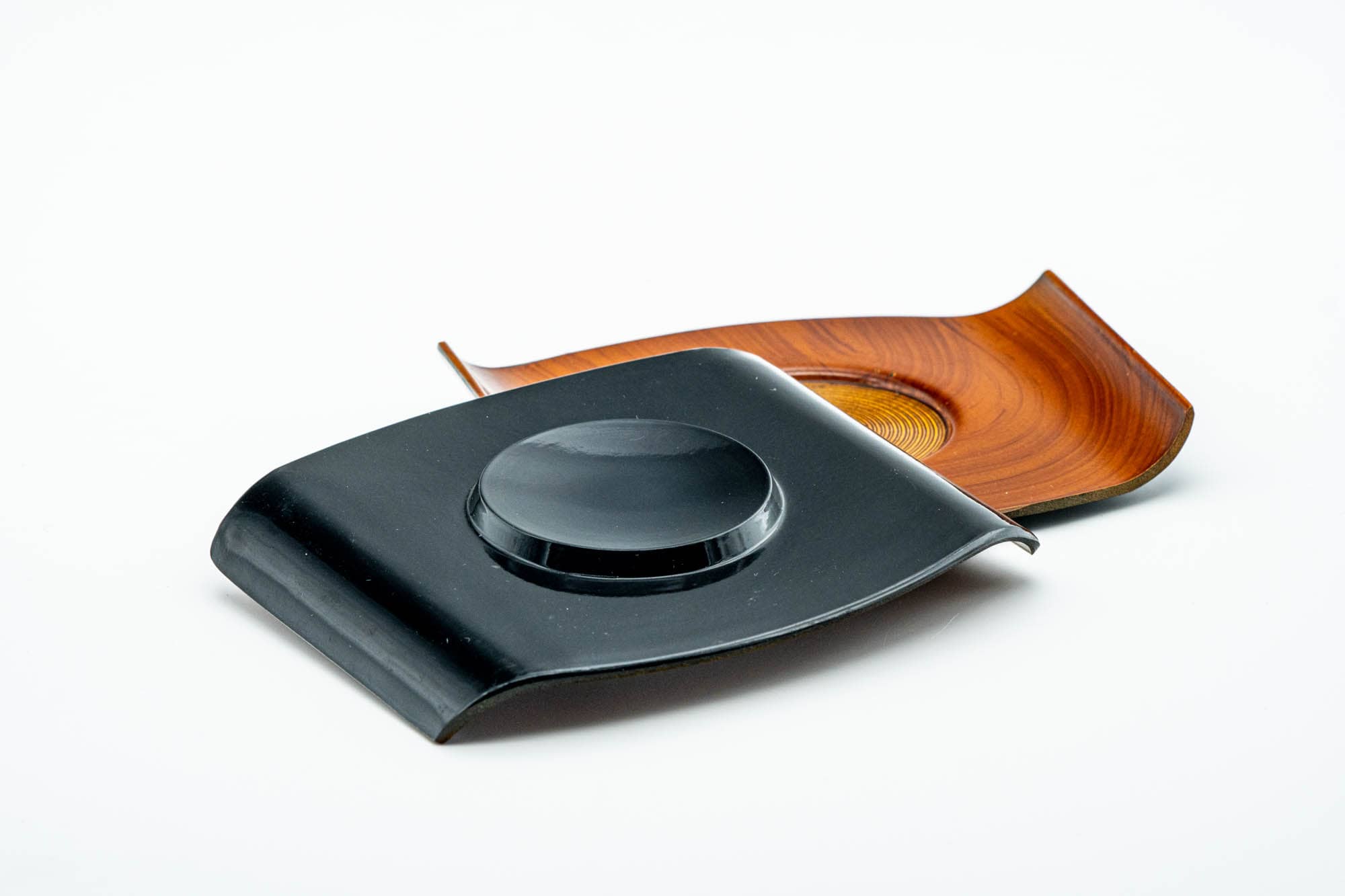Japanese Chataku - Pair of Orange Curled Plastic Tea Coasters